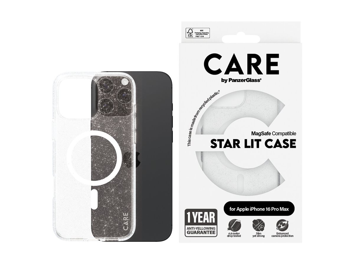 PanzerGlass CARE by Flagship Case Urban Combat Star Lit w. White MagSafe iPhone 16 Pro Max Beskyttelsescover Transparent