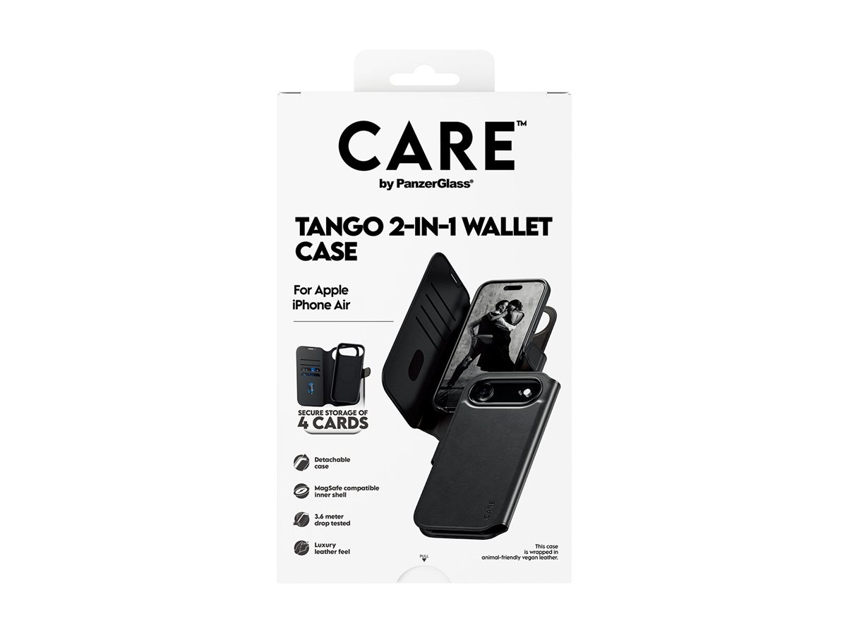 PanzerGlass CARE by Feature Case Tango Two-in-One Wallet w. MagSafe iPhone 17 Air Beskyttelsescover Sort