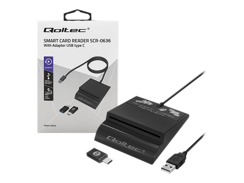 Qoltec Intelligent Smart ID SCR-0636 SMART-kortlæser