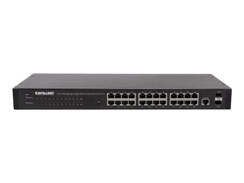 Intellinet 24-Port Network , 24-Port (RJ45), Rackmount, , 4 SFP, Web- , Mbit/ (Euro 2-pin plug) Switch 24-porte Gigabit