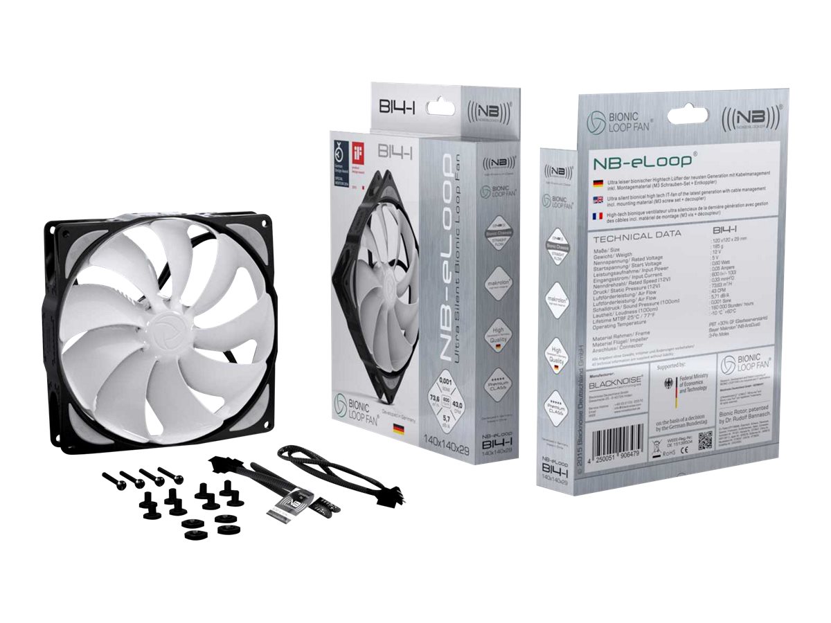 Noiseblocker NB-eLoop B14-3 Fan 1-pack Sort Hvid 140 mm