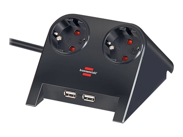 brennenstuhl Desktop-Power USB-Charger Stikdåse 2-stik Sort 1.8m