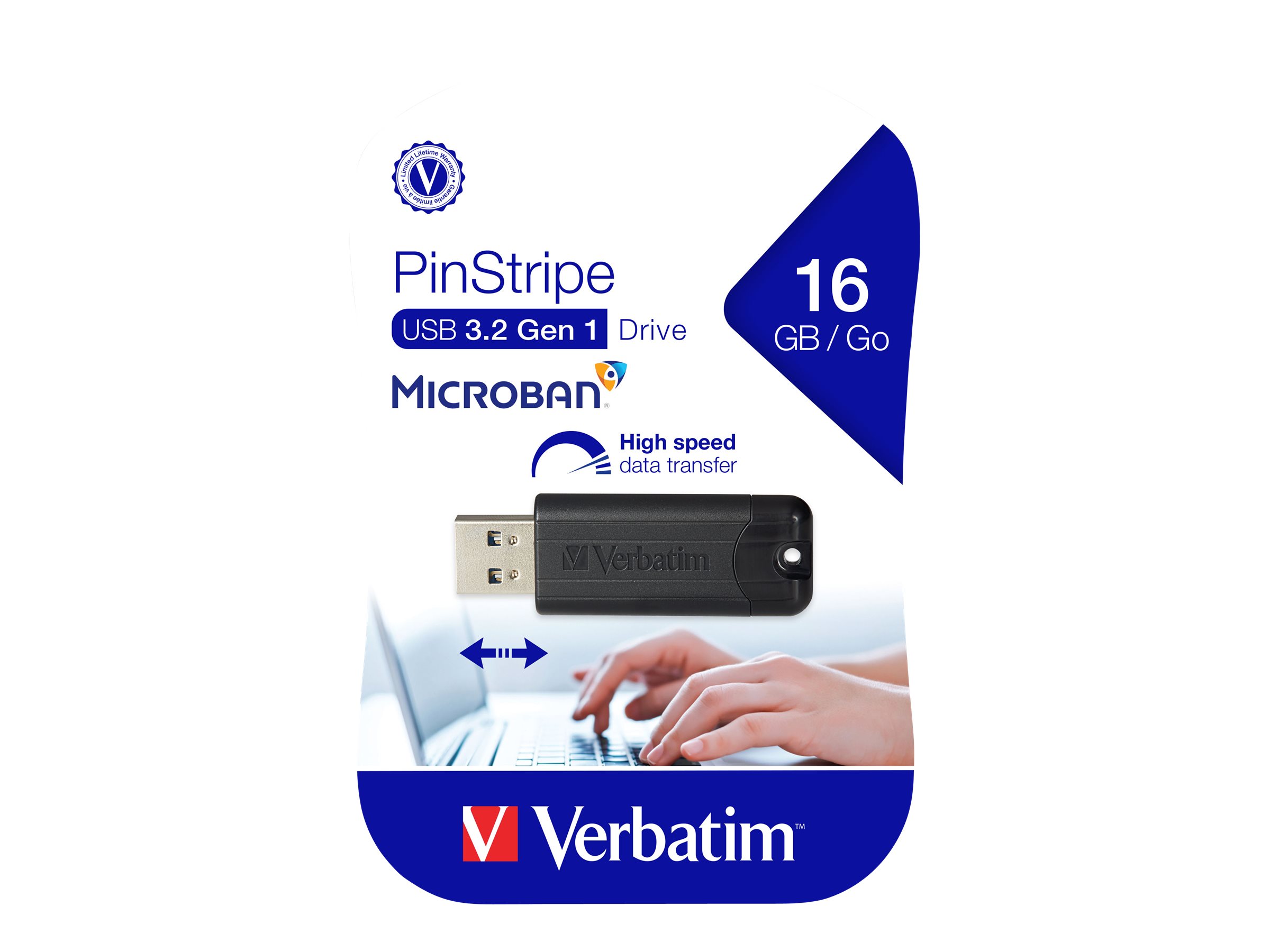 Verbatim Store 'n' Go Pin Stripe USB Drive 16GB USB 3.2 Gen 1 USB stick Sort