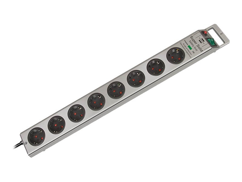brennenstuhl Super-Solid Line Strømstødsbeskytter 8-stik 16A Sølv