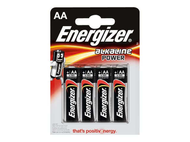 ENERGIZER BATTERY ALKALINE POWER AA LR6 BLISTER 4 PIECES