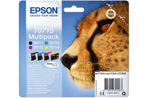 Epson T0715 Multipack Sort Gul Cyan Magenta Blæk C13T07154012