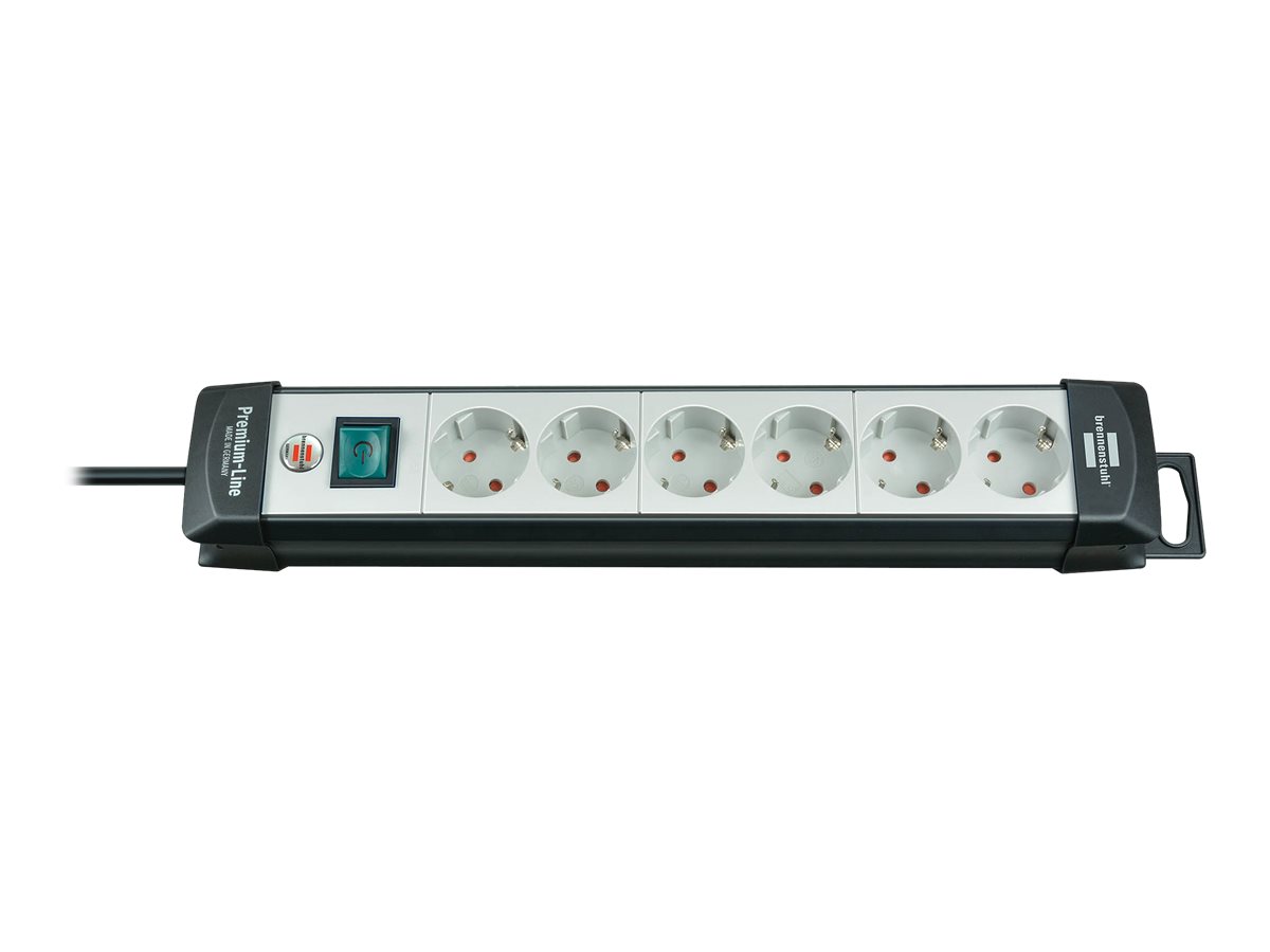 brennenstuhl Premium-Line extension socket H05VV-F 3G1,5 Stikdåse 6-stik Sort Grå 3m