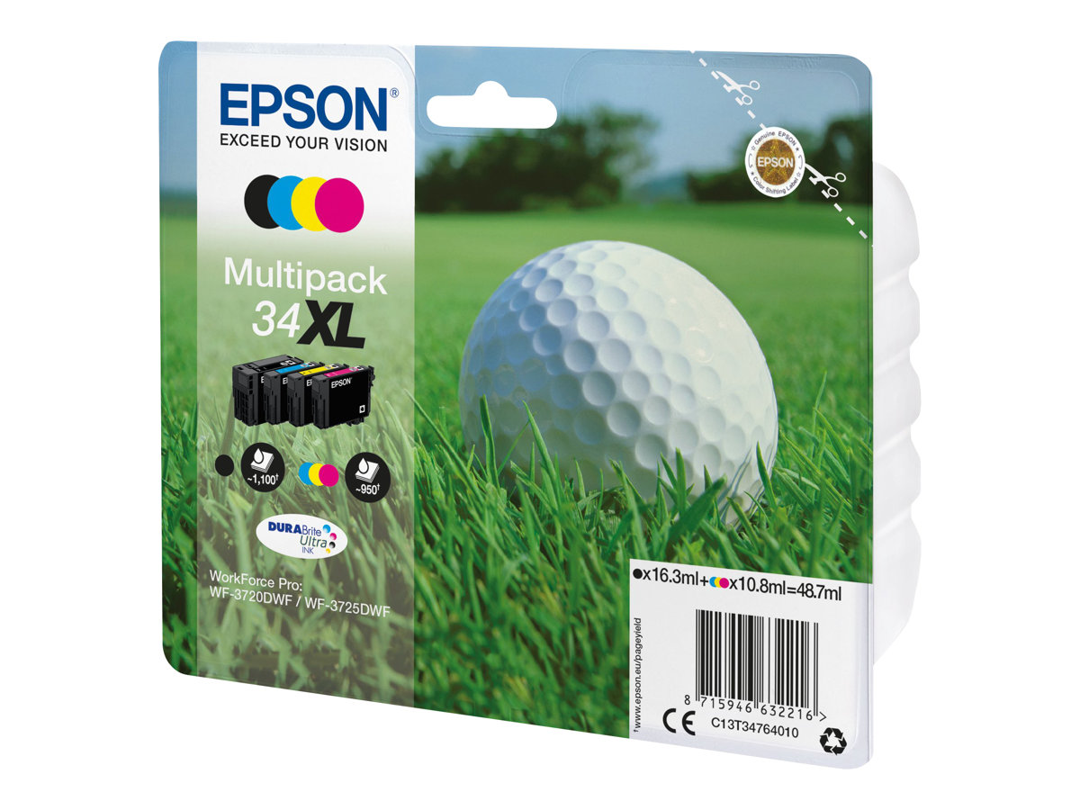 Epson 34XL Sort Gul Cyan Magenta Blæk C13T34764010
