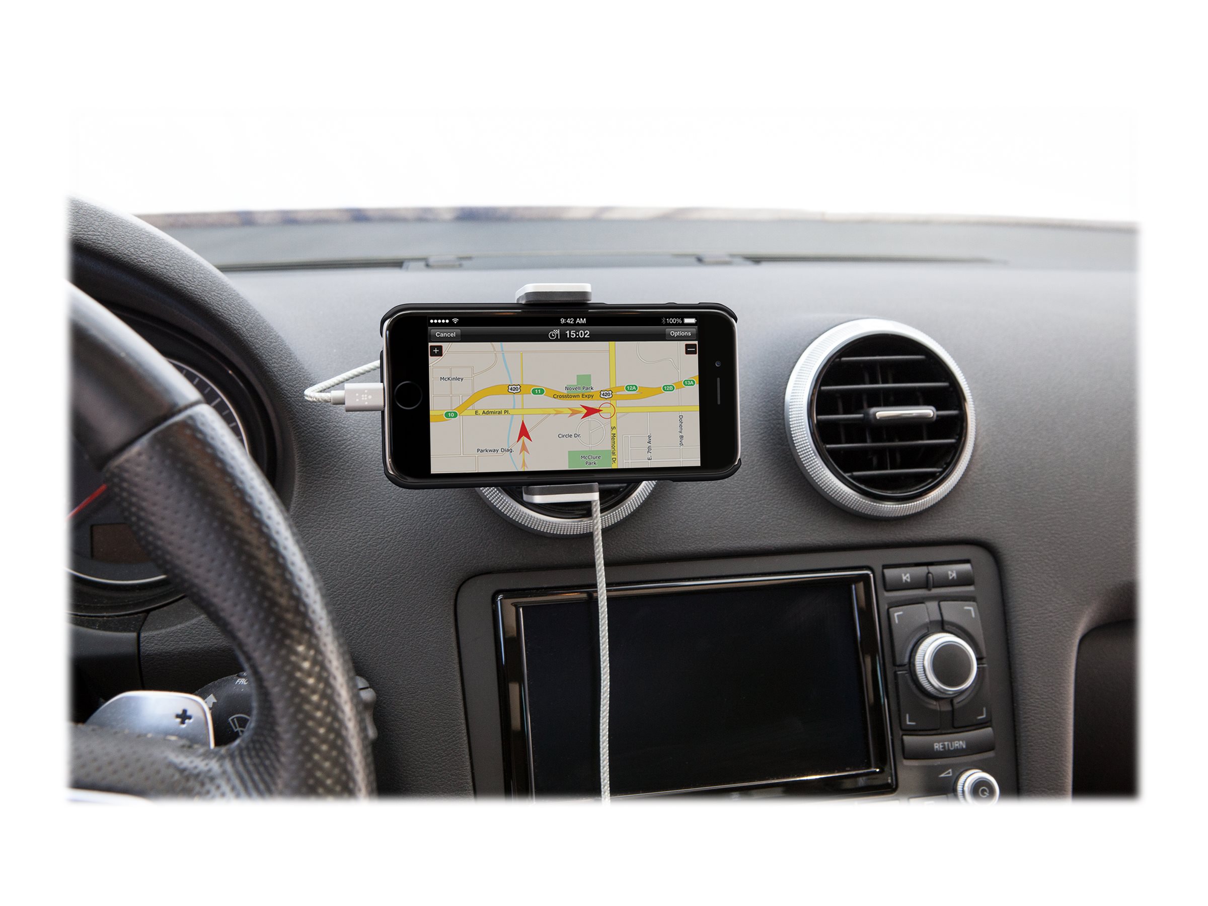 Belkin Car Vent Mount Bilholder Til bil Sort Sølv Apple iPhone 3G, 3GS, 4, 4S, 5, 5c, 5s, 6, 6 Plus, 6s, 6s Plus, 7, 7 Plus, SE ¦ Google Pixel, Pixel XL ¦ Huawei Nova, P10, P10 Plus, P8, P9 ¦ Samsung Galaxy S II, S III, S4, S5, S6, S6 edge, S7, S7 edge, S