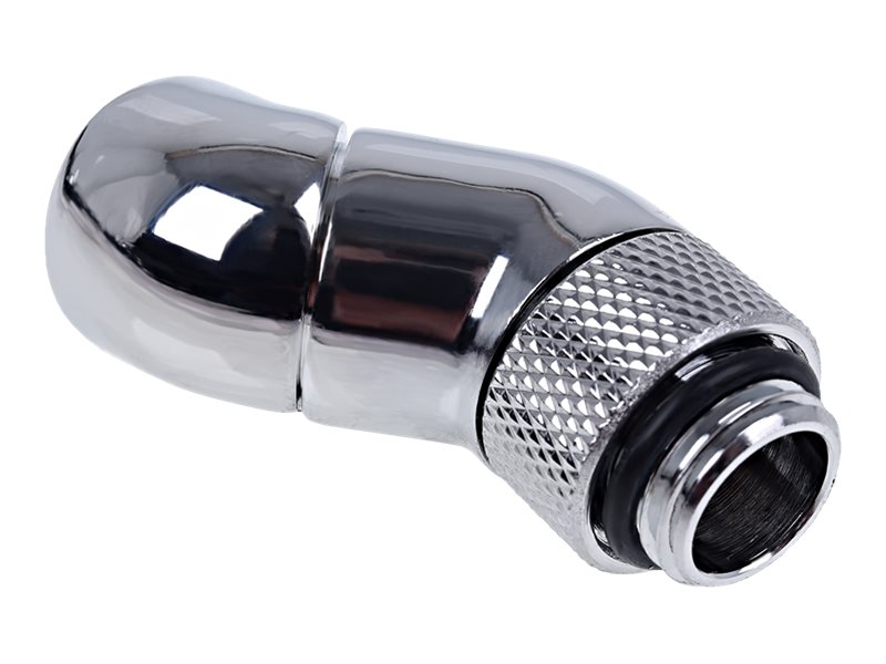 Alphacool Eiszapfen Connector Series Double 45° Angle Adapter Flydende kølesystem vinklet fitting-adapter 1-pack Sølv