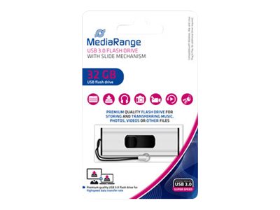 MediaRange SuperSpeed 32GB USB 3.0 USB stick Sort Sølv