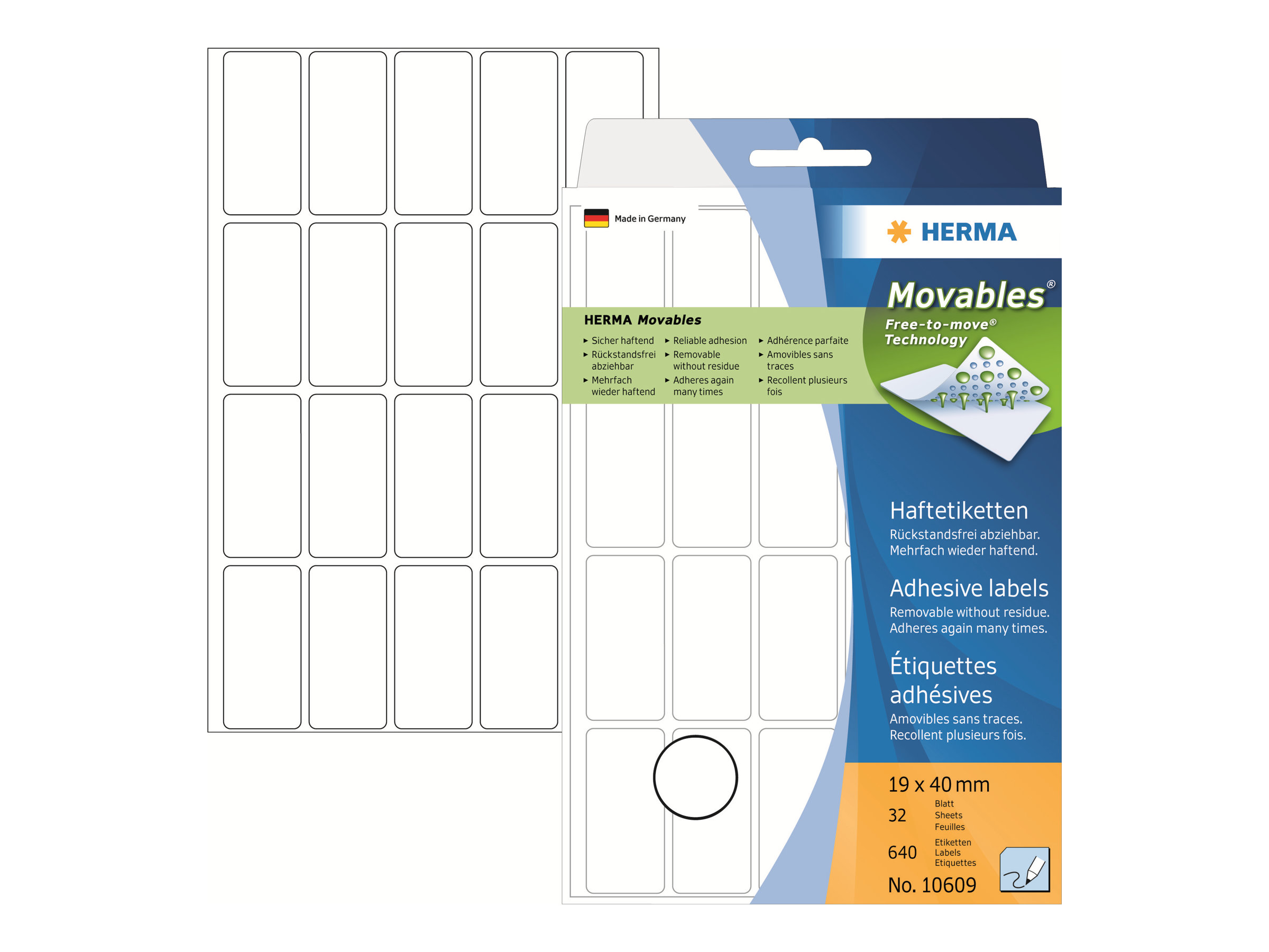 HERMA Movables Etiketter 19 x 40 mm 640stk.