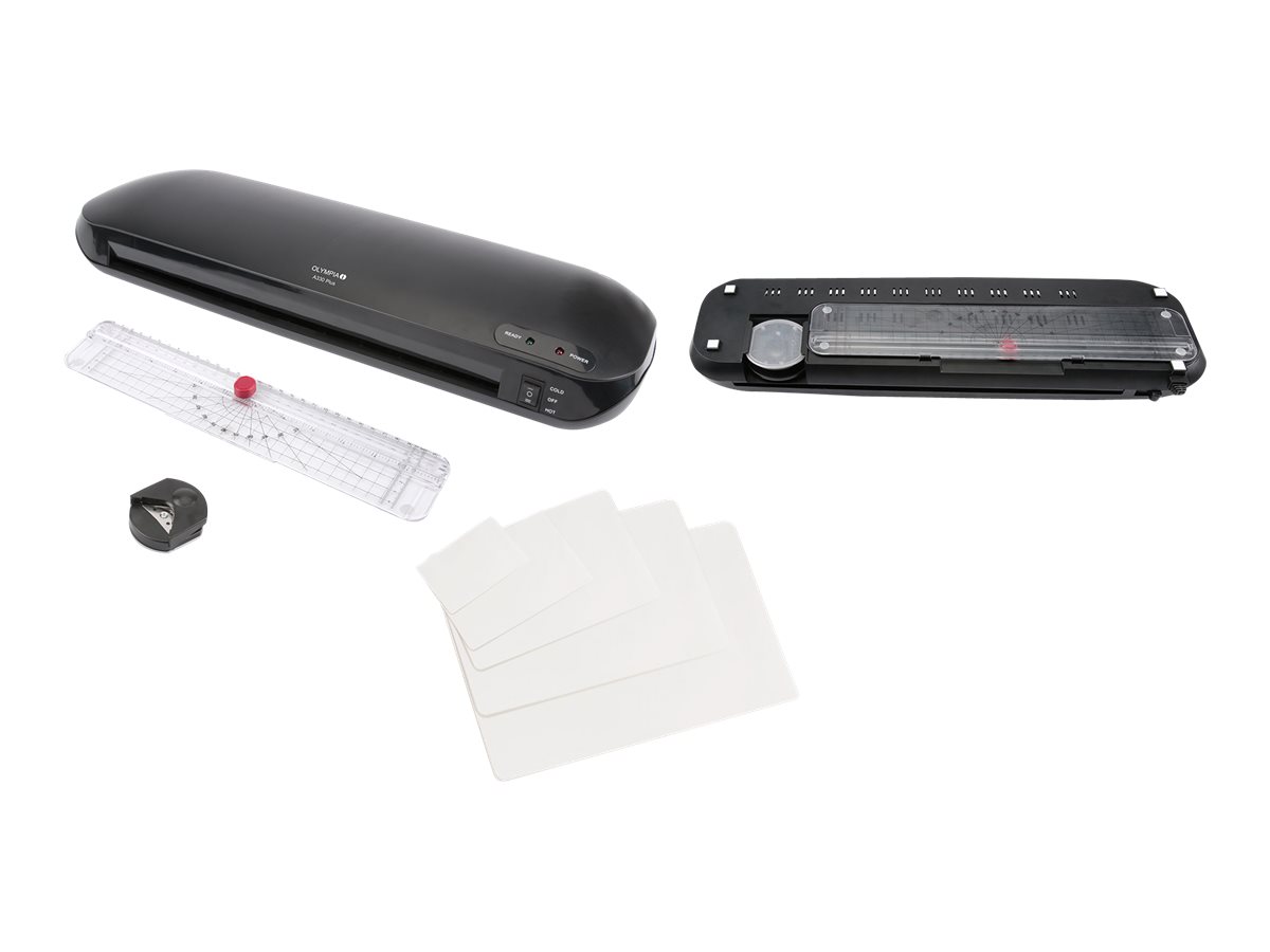 Olympia 4 in 1 Set Laminator A 330 Plus Lamineringsmaskine til kold- eller varmlaminering A3 Sort