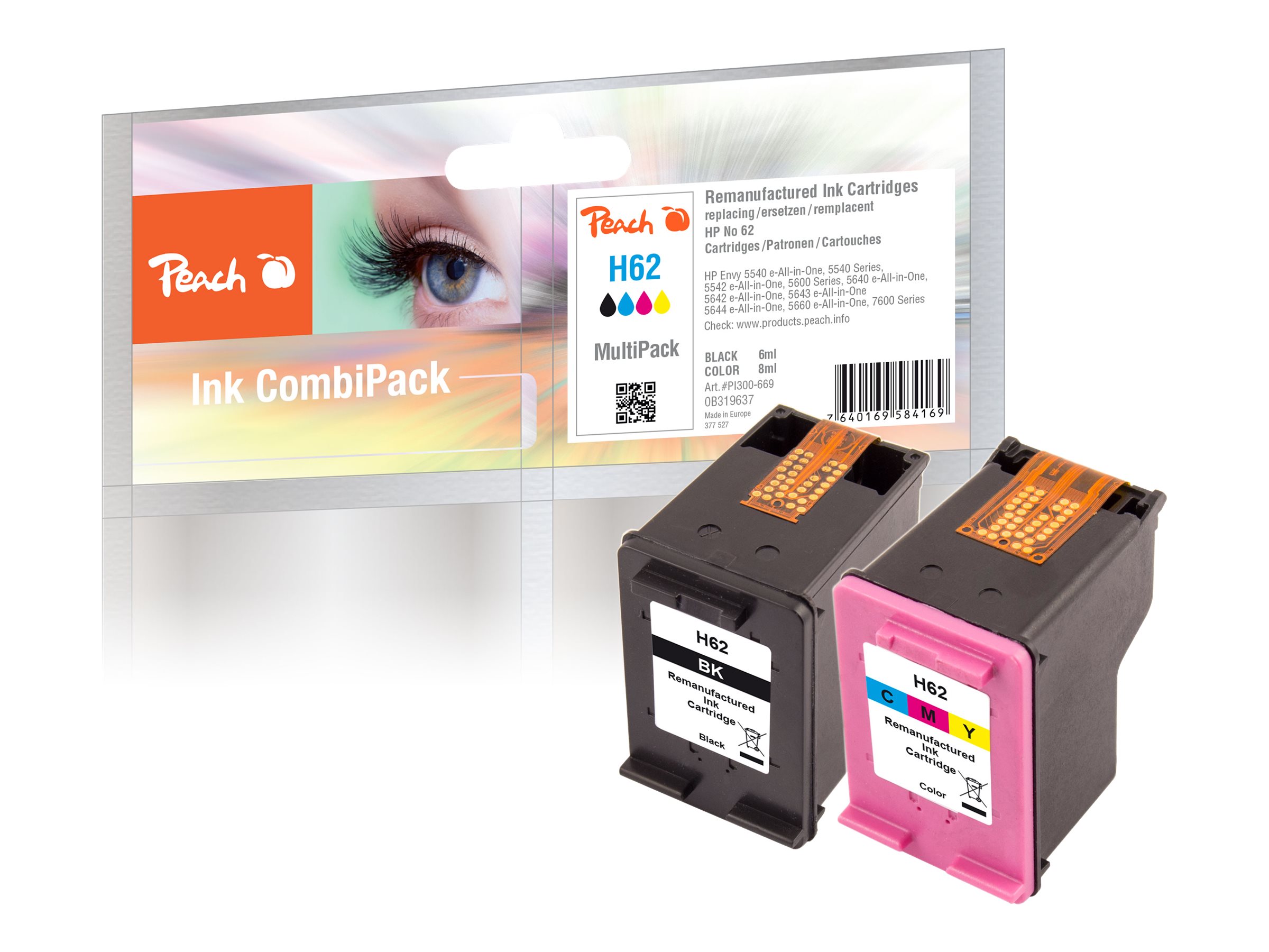 Peach Multi Pack H62 Sort Farve (cyan, magenta, gul)