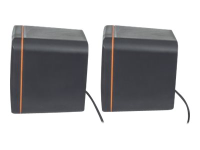 Manhattan 2600 Series Speaker System, Small Size, Big Sound, Two Speakers, Stereo, USB power, Output 2x 3W, 3.5mm plug for sound, In-Line volume control, Cable 0.9m, Black, Box Højttalere Sort