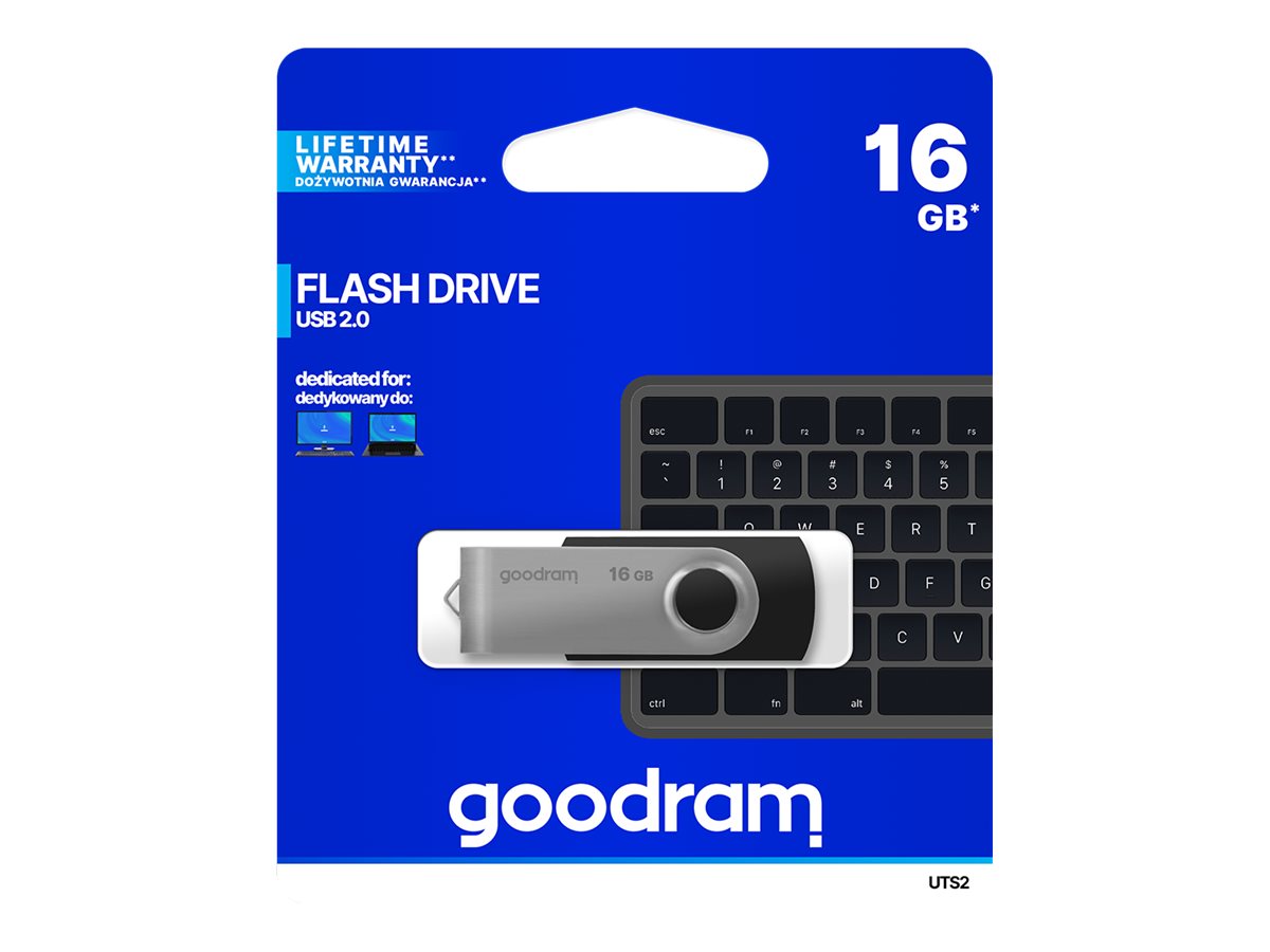 GOODRAM UTS2 16GB USB 2.0 USB stick Sort Sølv