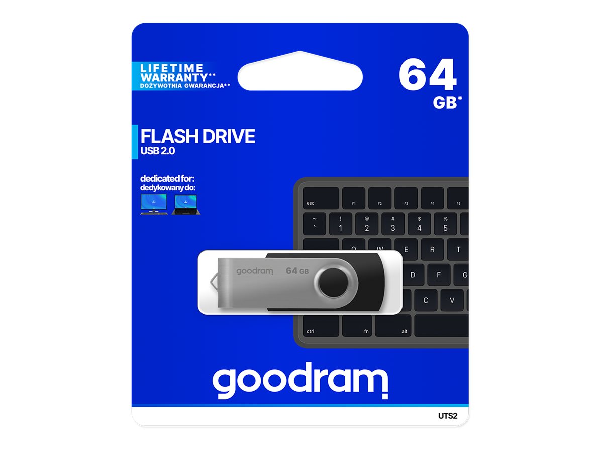 GOODRAM UTS2 64GB USB 2.0 USB stick Sort Sølv