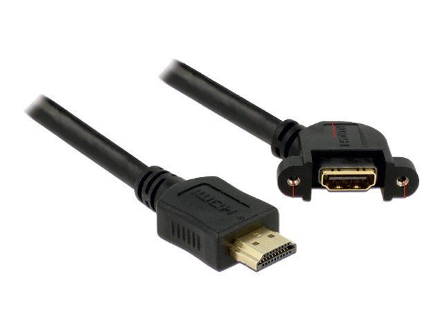 Delock - HDMI-kabel med Ethernet - HDMI han til HDMI hun - 1 m - sort - 110° stikforbindelse