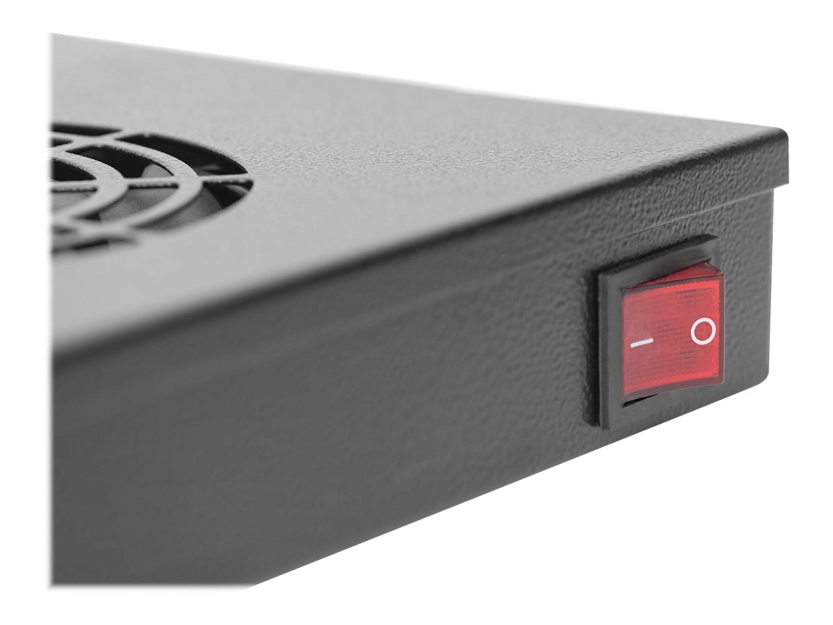 DIGITUS Professional Line DN-19 FAN-4-HO-SW Bakke til blæser i rack 1-pack Sort
