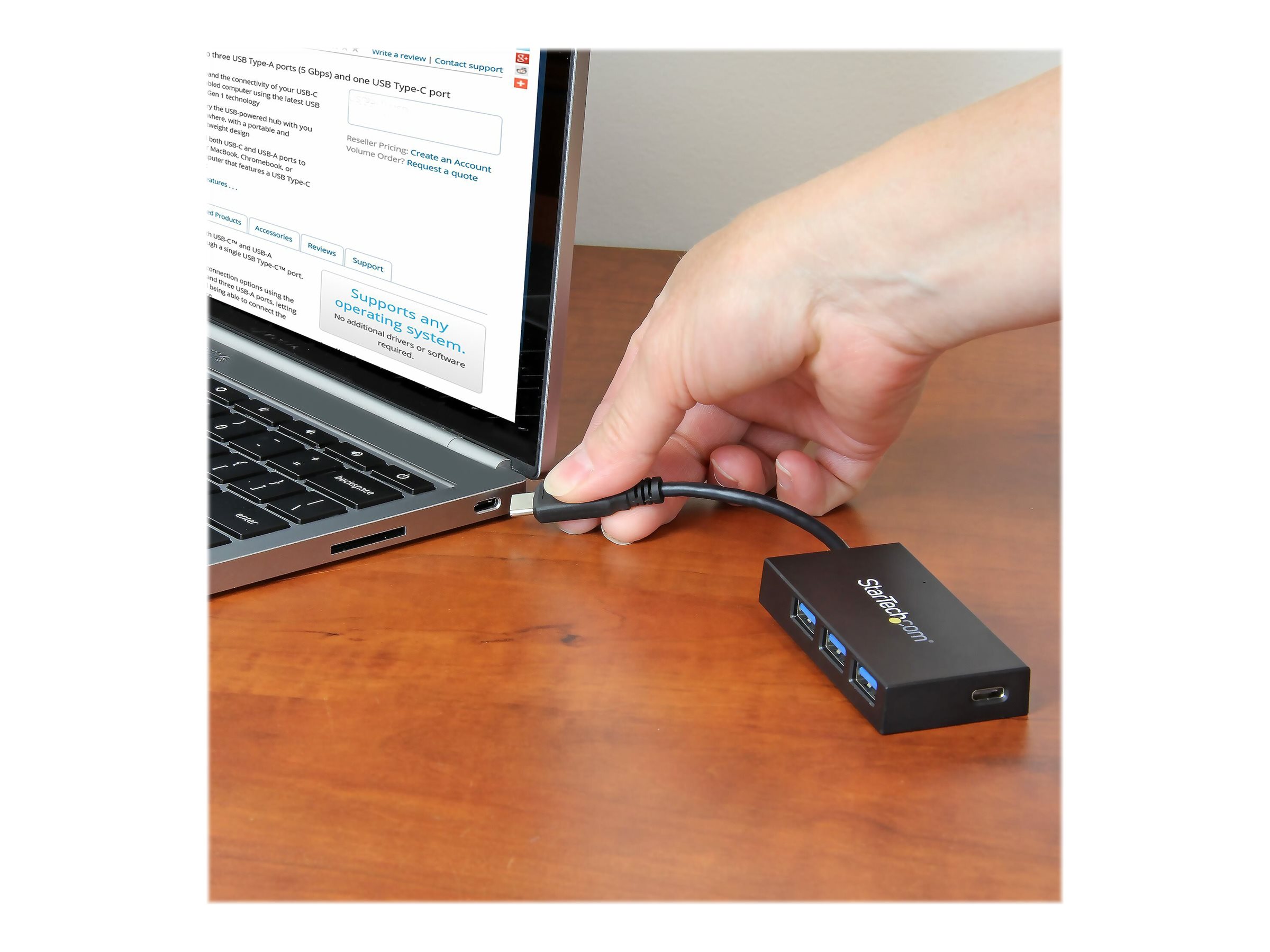 StarTech.com 4-Port USB 3.0 Hub - Powered USB 3.1 Gen 1 Hub - USB-C to 1x USB-C and 3x USB-A Adapter - USB-C Port Expander (HB30C3A1CFB) Sort