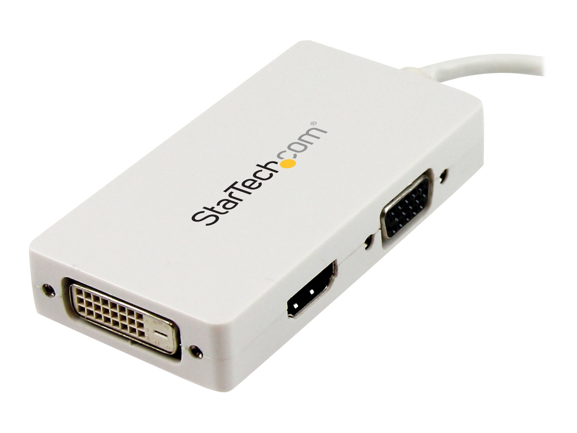 StarTech.com Travel A/V Adapter 3-in-1 Mini DisplayPort to VGA DVI or HDMI Converter - White (MDP2VGDVHDW) Video transformer