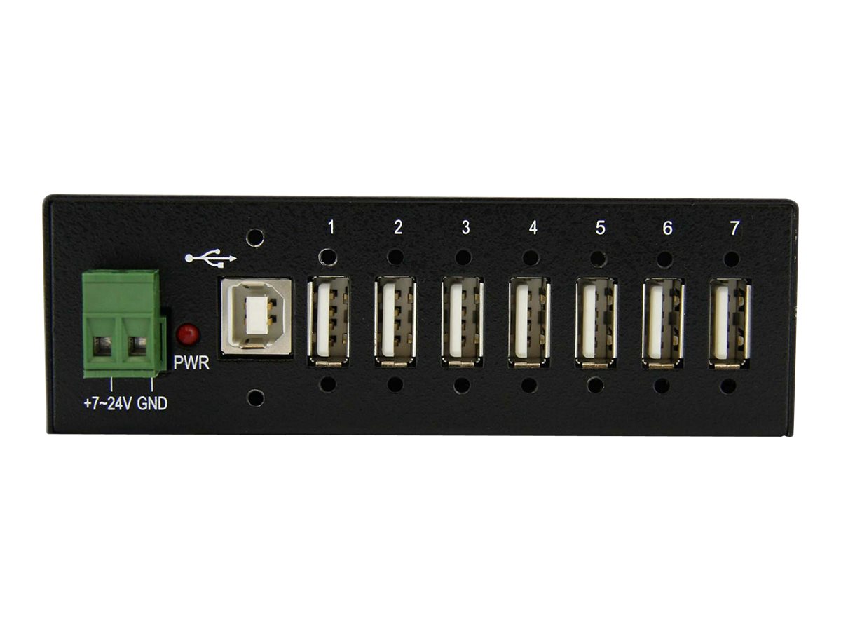 StarTech.com USB 2.0 Hub - 7 Port - Mountable Rugged Industrial - Self Powered USB Hub Sort