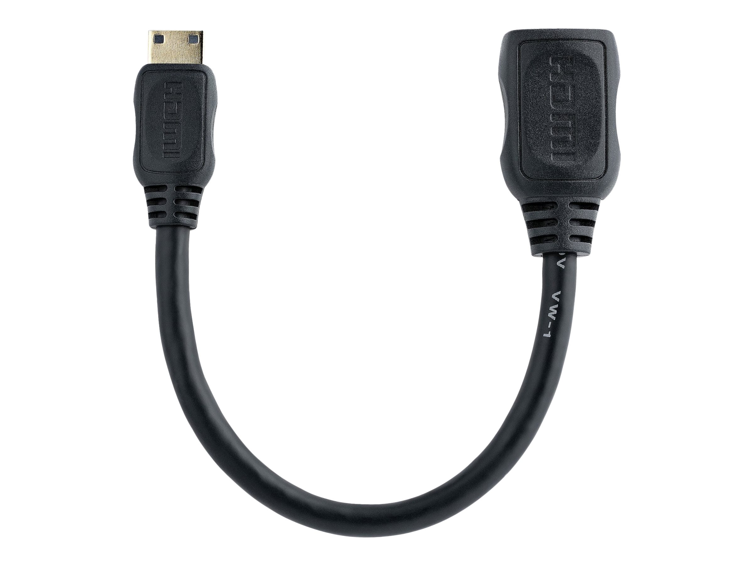 StarTech.com 5in Mini HDMI to HDMI Adapter, 4K High Speed HDMI Adapter, 4K 30Hz Ultra HD High Speed HDMI Adapter, HDMI 1.4, Gold Plated Connectors, UHD Mini HDMI Adapter 4K, Black - Mini HDMI to HDMI Converter HDMI adapter 1.3cm Sort