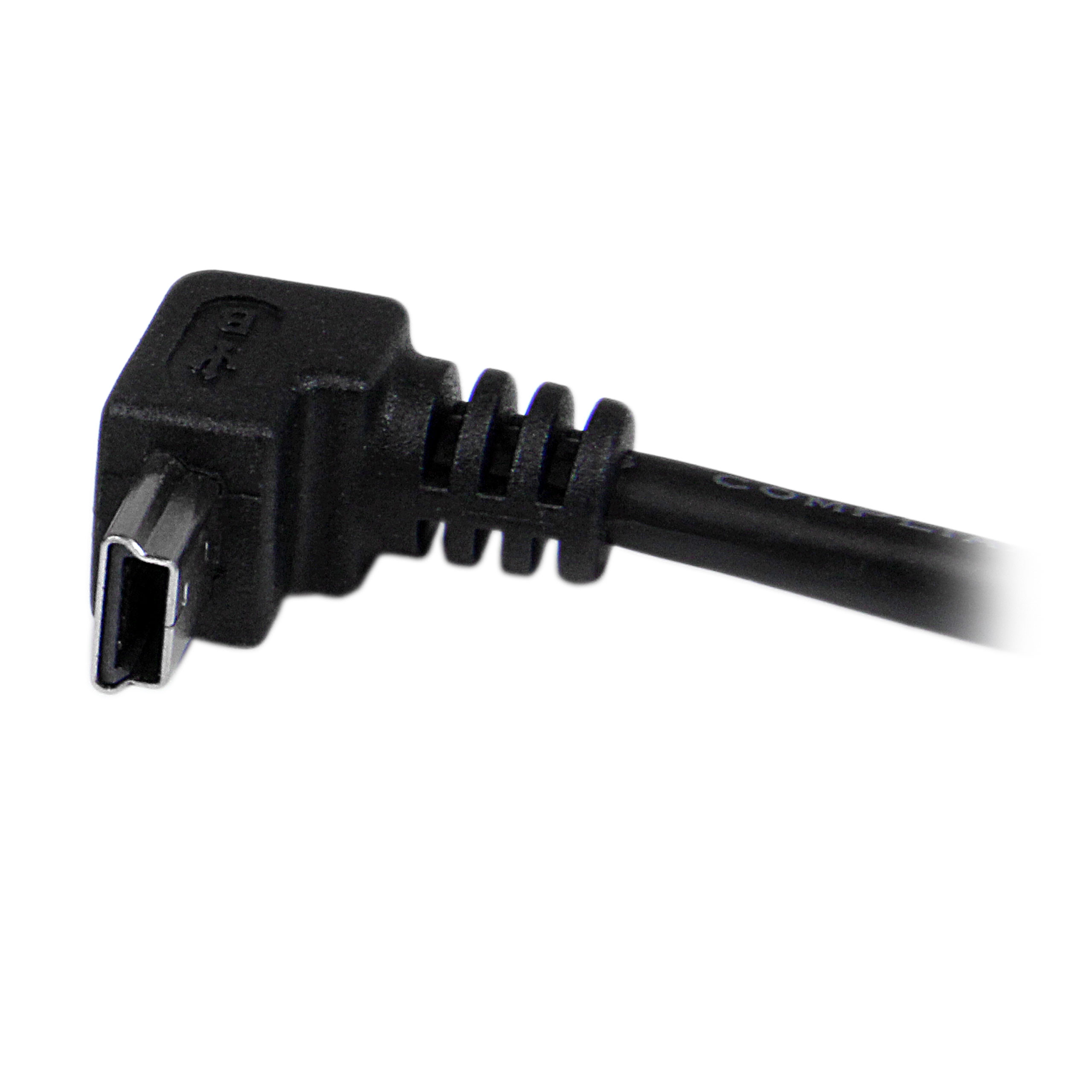 StarTech.com Down Angle Mini USB Cable - 2m - Black - USB A to Mini USB B - USB to Mini USB Cable - Mini USB Charger - USB A to Mini B (USBAMB2MD) USB-kabel 2m Sort