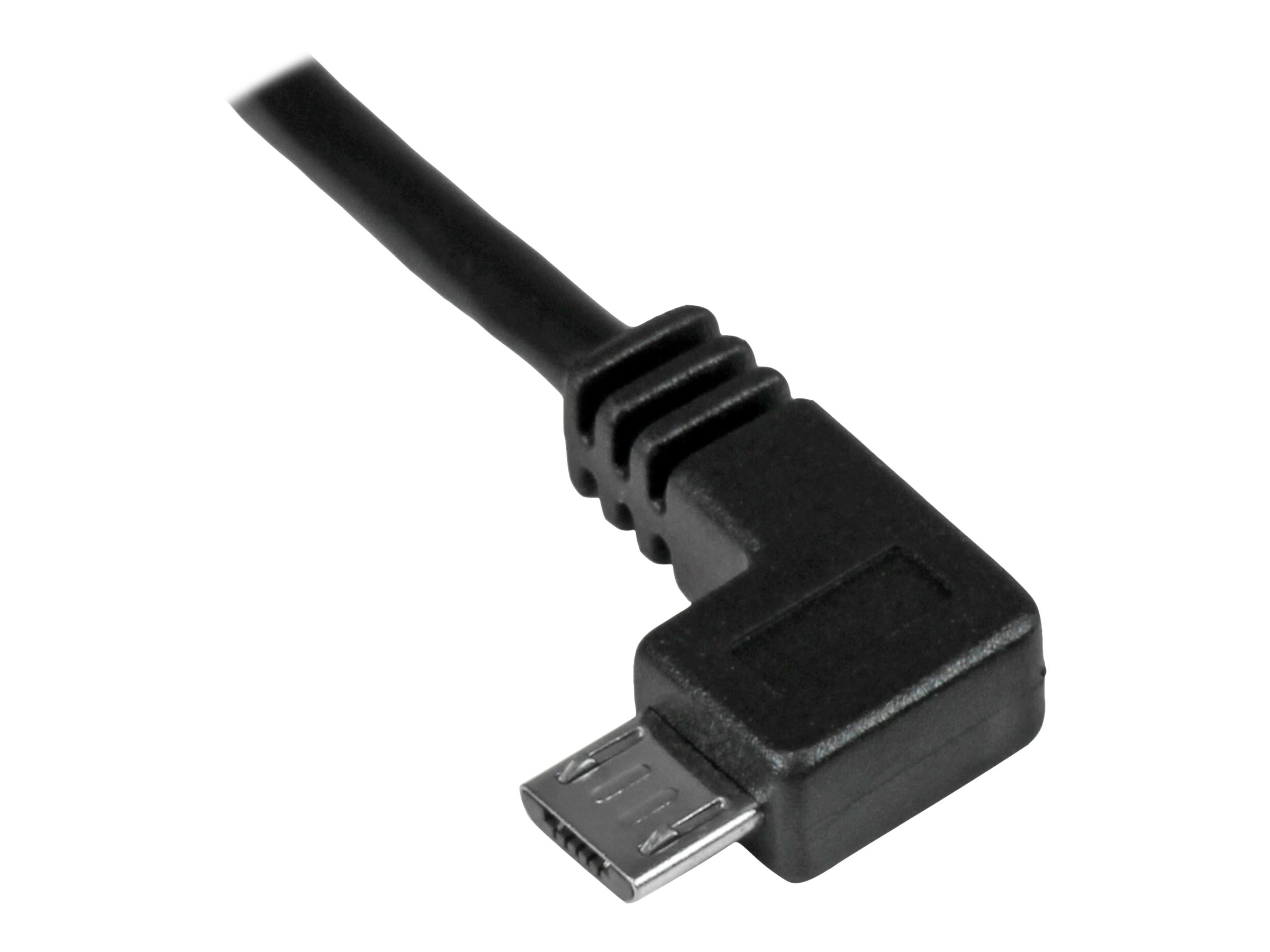 StarTech.com 1m 3 ft Micro-USB Charge-and-Sync Cable - Left-Angle Micro-USB - M/M - USB to Micro USB Charging Cable - 30/24 AWG (USBAUB1MLA) USB-kabel 1m Sort
