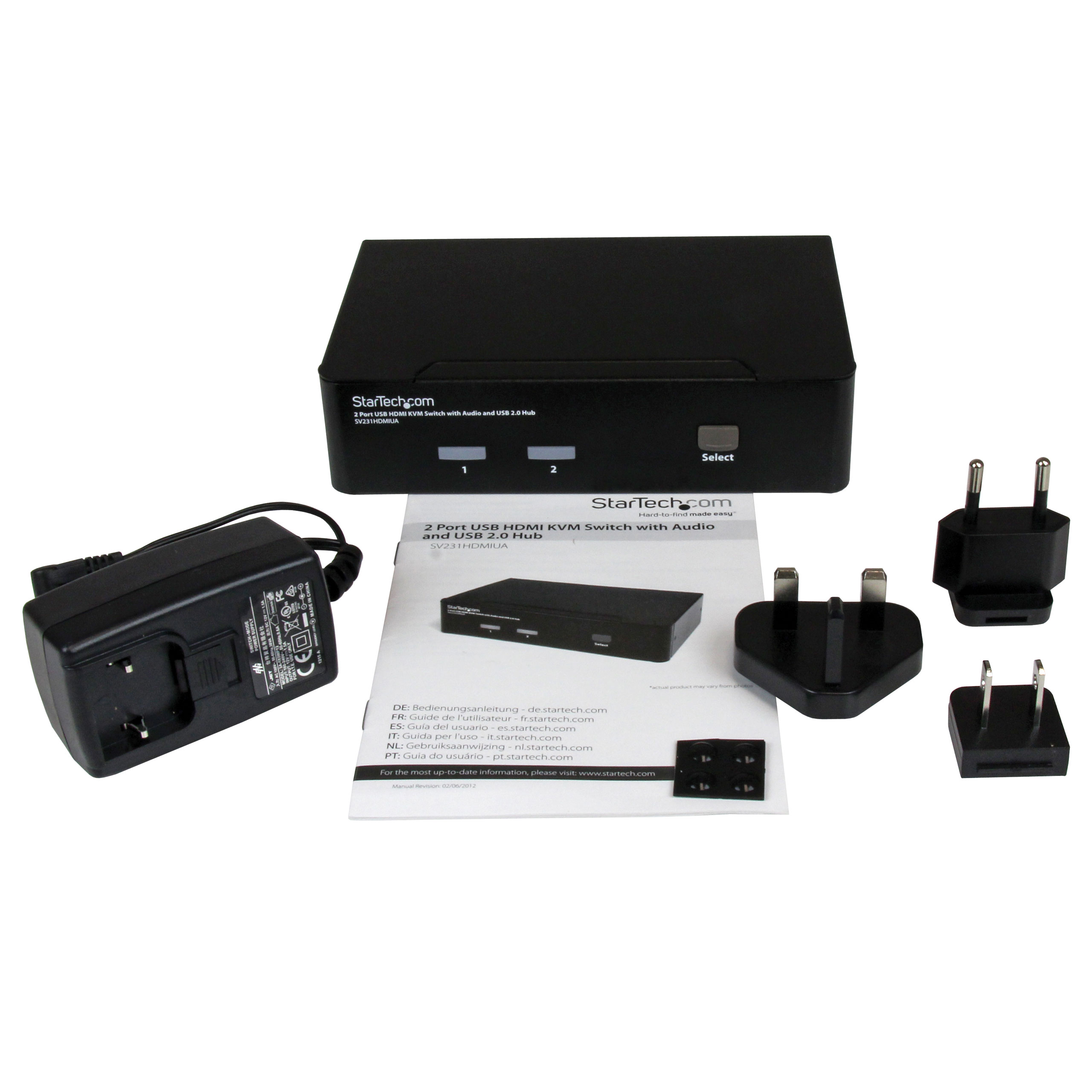 StarTech.com 2 Port USB HDMI KVM Audio and USB 2.0 Hub - 1080p (1920 x 1200), Hotkey Support - Dual Port Video Monitor (SV231HDMIUA) KVM / audio / USB switch Desktop
