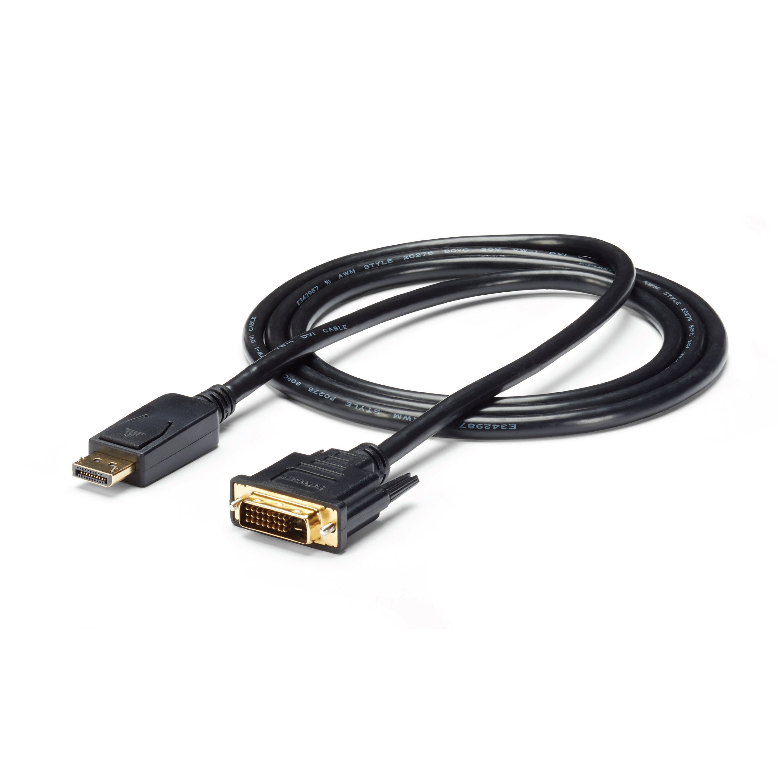 StarTech.com DisplayPort to DVI Cable - 6ft / 2m - 1920 x 1200 - M/M – DP to DVI Adapter Cable – Passive DisplayPort Monitor Cable (DP2DVI2MM6) Videoadapterkabel 1.8m Sort