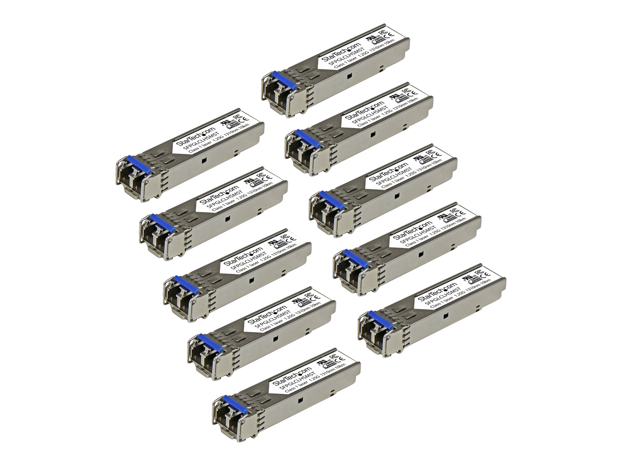 StarTech.com Cisco GLC-LH-SM Compatible SFP Module 10 Pack - 1000BASE-LX/LH 1GbE Single Mode Fiber SMF Optic Transceiver SFP (mini-GBIC) transceiver modul Gigabit Ethernet