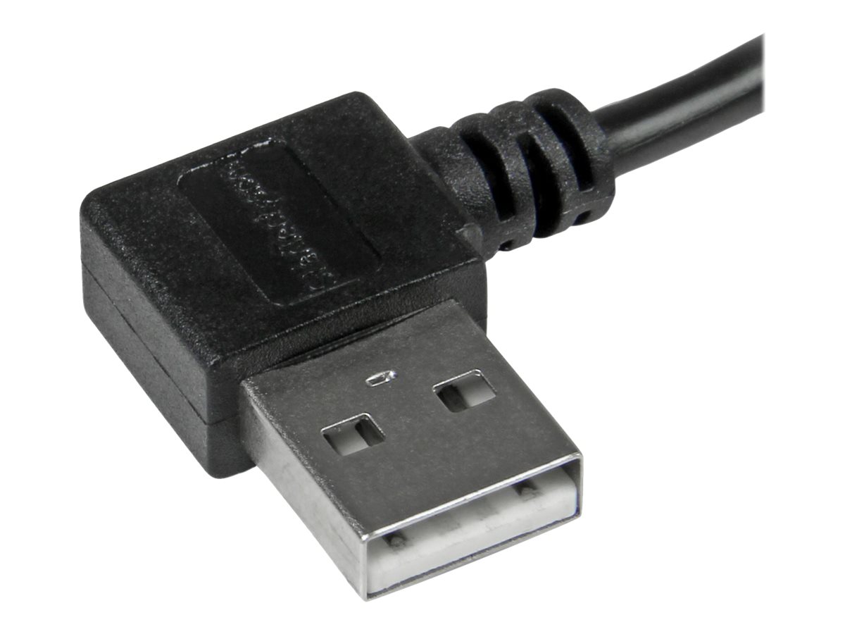 StarTech.com 2m 6 ft Micro-USB Cable with Right-Angled Connectors - M/M - USB A to Micro B Cable - 6ft Right Angle Micro USB Cable (USB2AUB2RA2M) USB-kabel 2m Sort