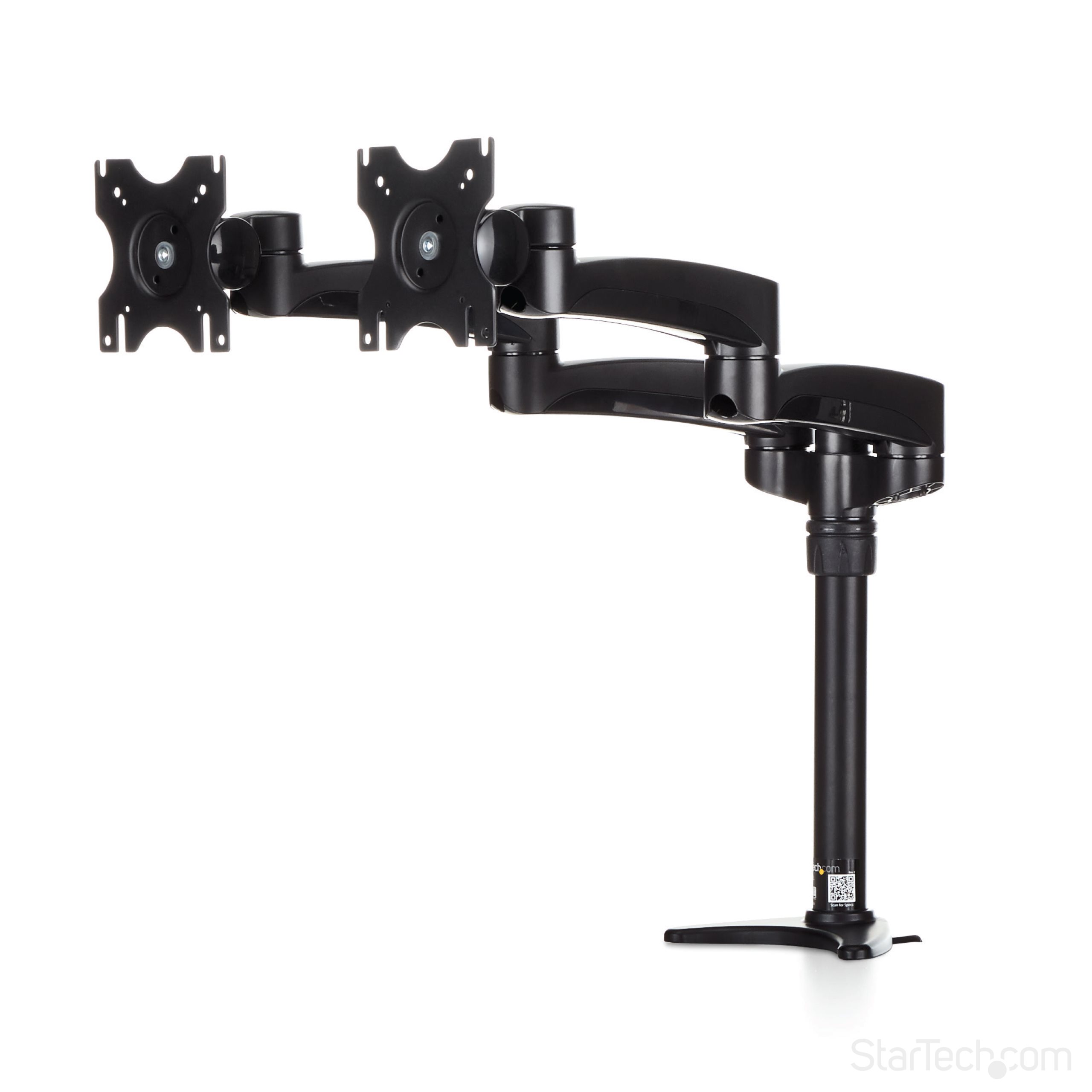 StarTech.com Desk Mount Dual Monitor Arm - Articulating - Supports Monitors 12 to 24 - Adjustable VESA Monitor Arm - Grommet or Desk Mount - Black (ARMDUAL) Monteringssæt 2 LCD displays 12-24