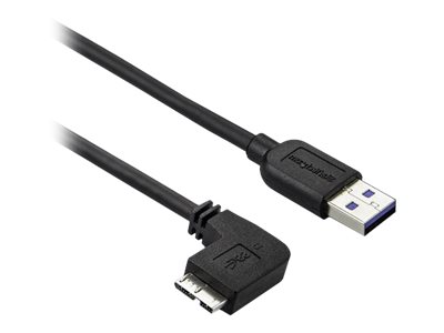 StarTech.com 1m 3 ft Slim Micro USB 3.0 Cable M/M - Left-Angle Micro-USB - USB 3.0 A to Micro B - Angled Micro USB - USB 3.1 Gen 1 (5Gbps) (USB3AU1MLS) USB-kabel 1m Sort