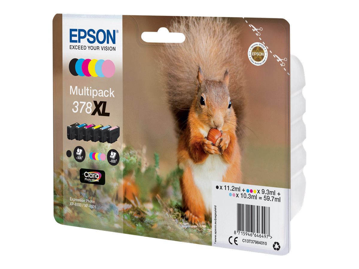 Epson 378XL Multipack Sort Gul Cyan Magenta Lys magenta Lys cyan Blæk C13T37984010