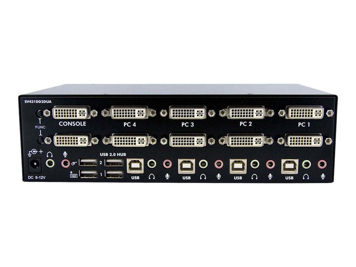 StarTech.com 4-Port Dual KVM Switch with Audio for DVI Computers - Built-in USB Hub (SV431DD2DUA) KVM / audio / USB switch