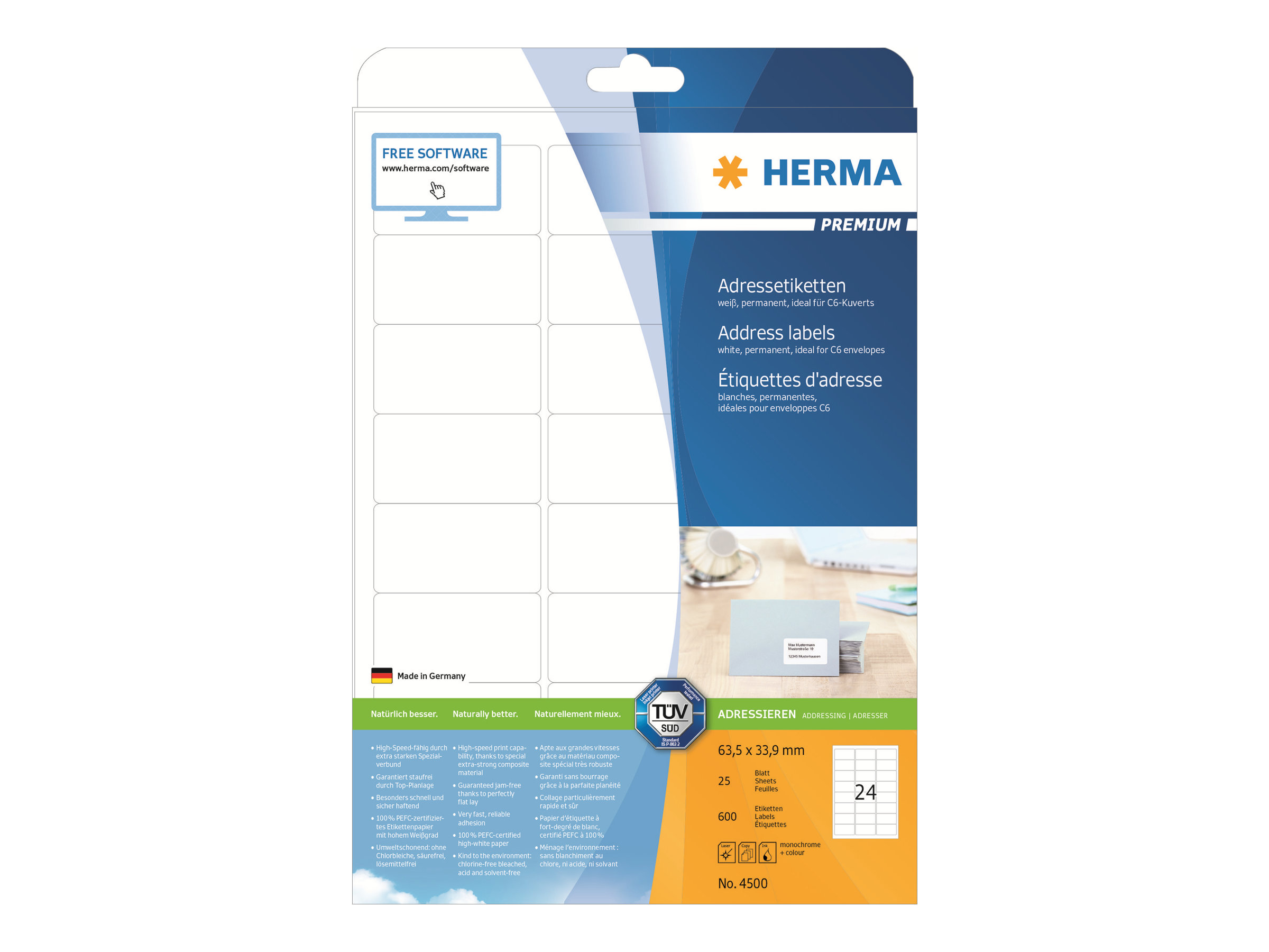 HERMA Premium Adresseetiketter 63.5 x 33.9 mm 600etikette(r)