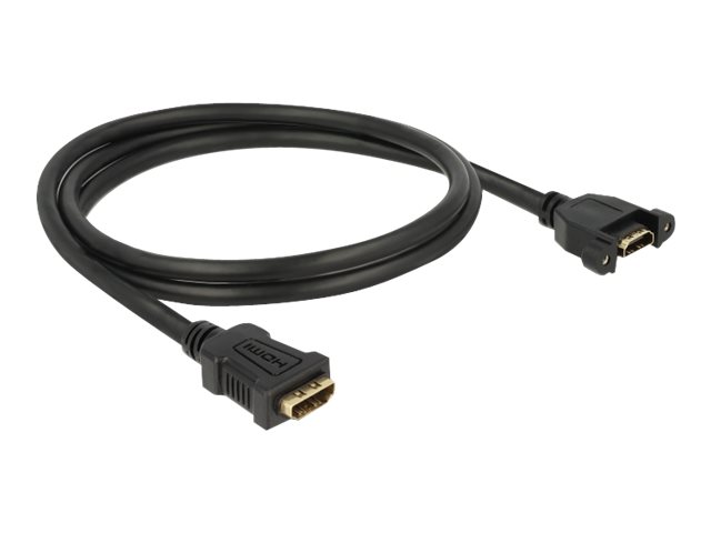Delock - HDMI-kabel med Ethernet - HDMI hun til HDMI hun kan skrues - 1 m - sort - 4K support