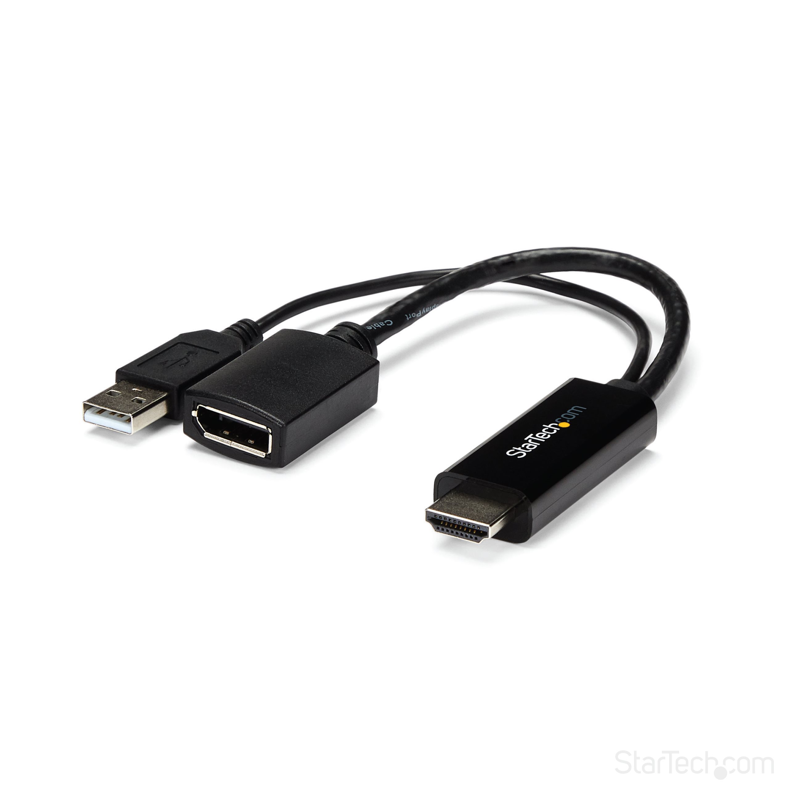 StarTech.com 4K 30Hz HDMI to DisplayPort Video Adapter w/ USB Power - 6 in - HDMI 1.4 (Male) to DP 1.2 (Female) Active Monitor Converter (HD2DP) Videoadapterkabel 25.5cm Sort