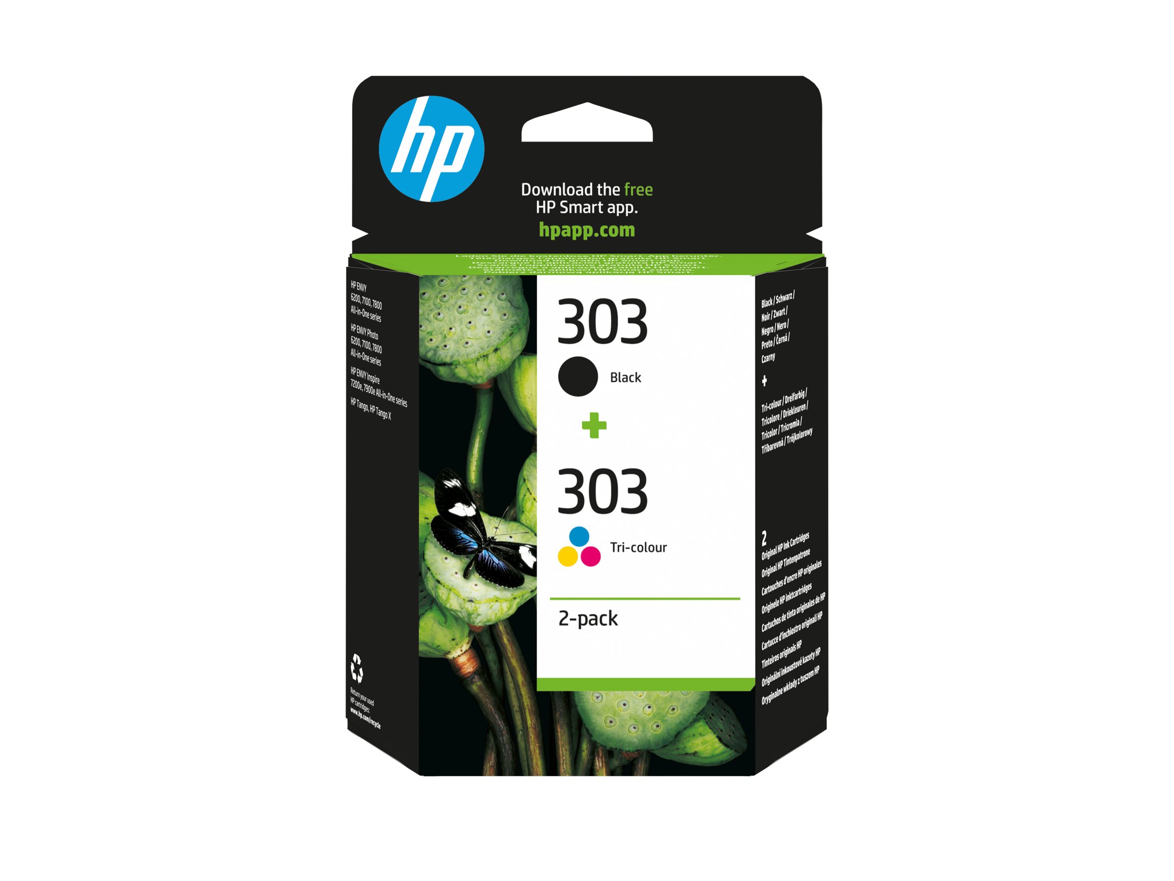 HP 303 Farve (cyan, magenta, gul) Pigmenteret sort Blæk 3YM92AE#301