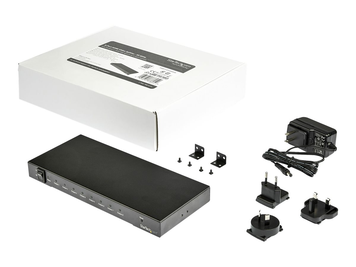 StarTech.com 4K 60hz HDMI Splitter - - HDR Support - 7.1 Surround Sound Audio - HDMI Distribution Amplifier - HDMI 2.0 Splitter (ST128HD20) Video-/audiosplitter HDMI
