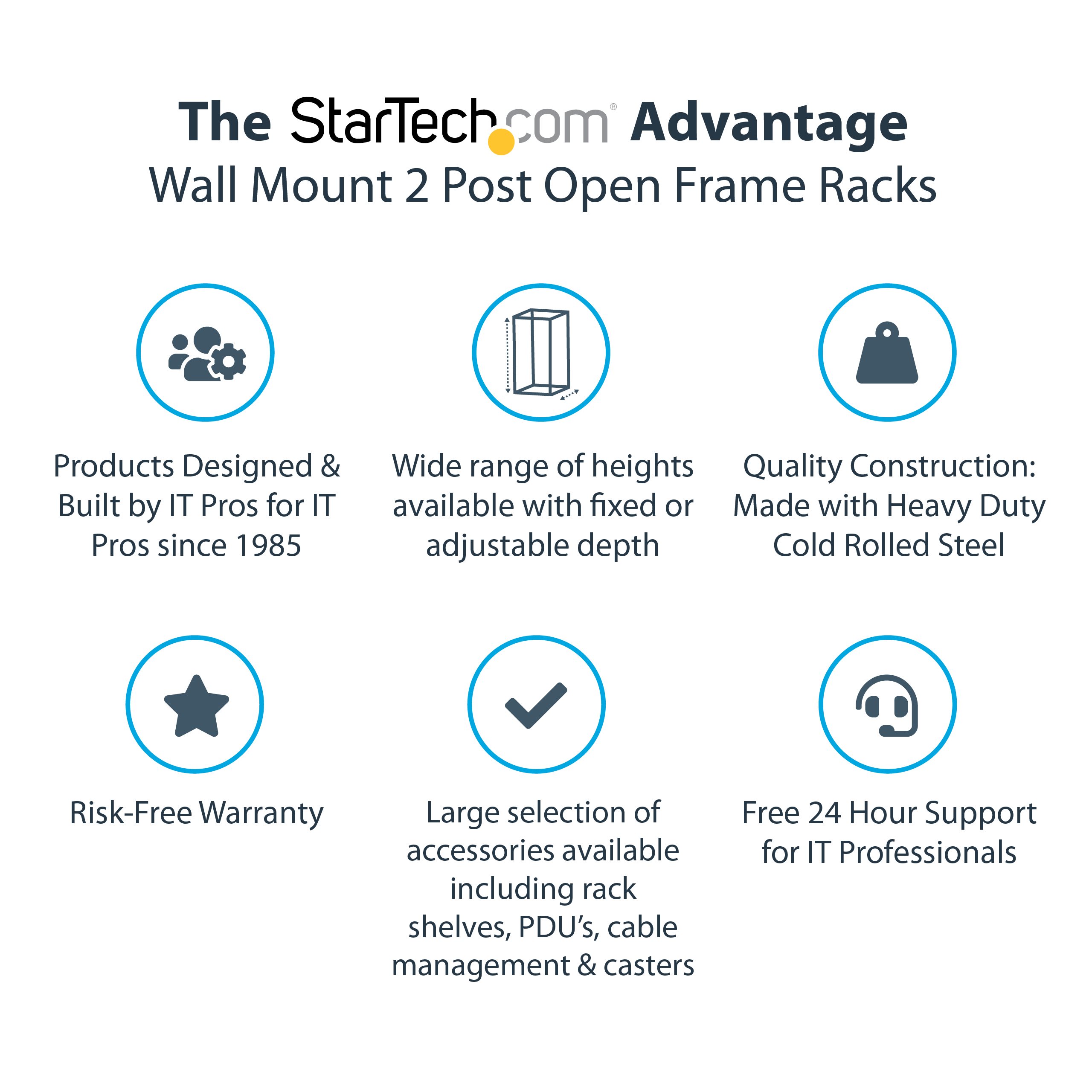 StarTech.com 15U 19 Wall Mount Network Rack - Adjustable Depth 12-20 Open Frame for Server Room /AV/Data/Computer Equipment w/Cage Nuts Rack Sort