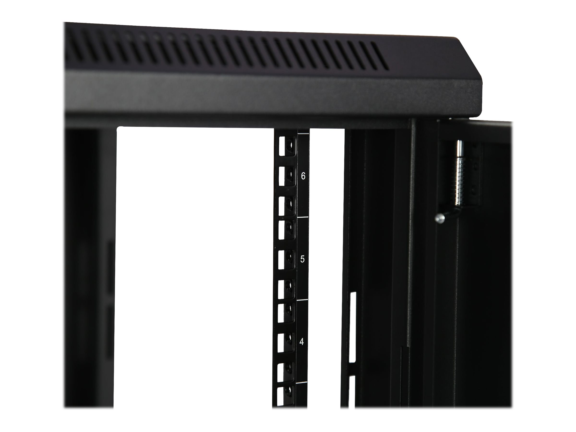 StarTech.com 2 Post 6U 19 Wall Mount Network Cabinet Deep - Locking Vented IT Data Equipment/ Rack Enclosure w/Shelf/Hook&Loop Stativindelukkekabinet Sort