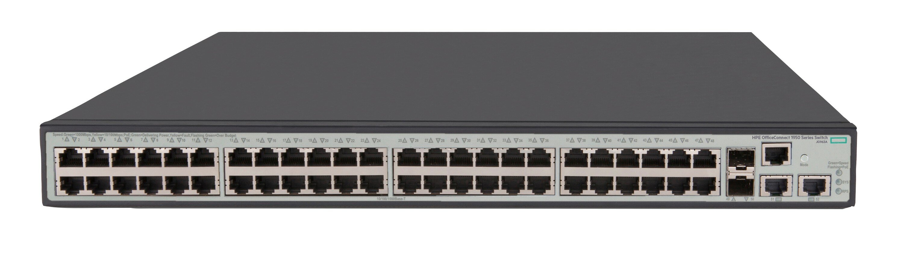 HPE 1950-48G-2SFP -2XGT- Switch 48-porte Gigabit PoE+