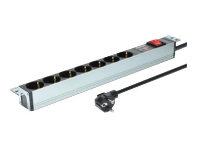 1U Aluminum PDU - rackmountable - 7x safety outlet 16A Plug - 250VAC 50/60Hz - switch - surge Protection