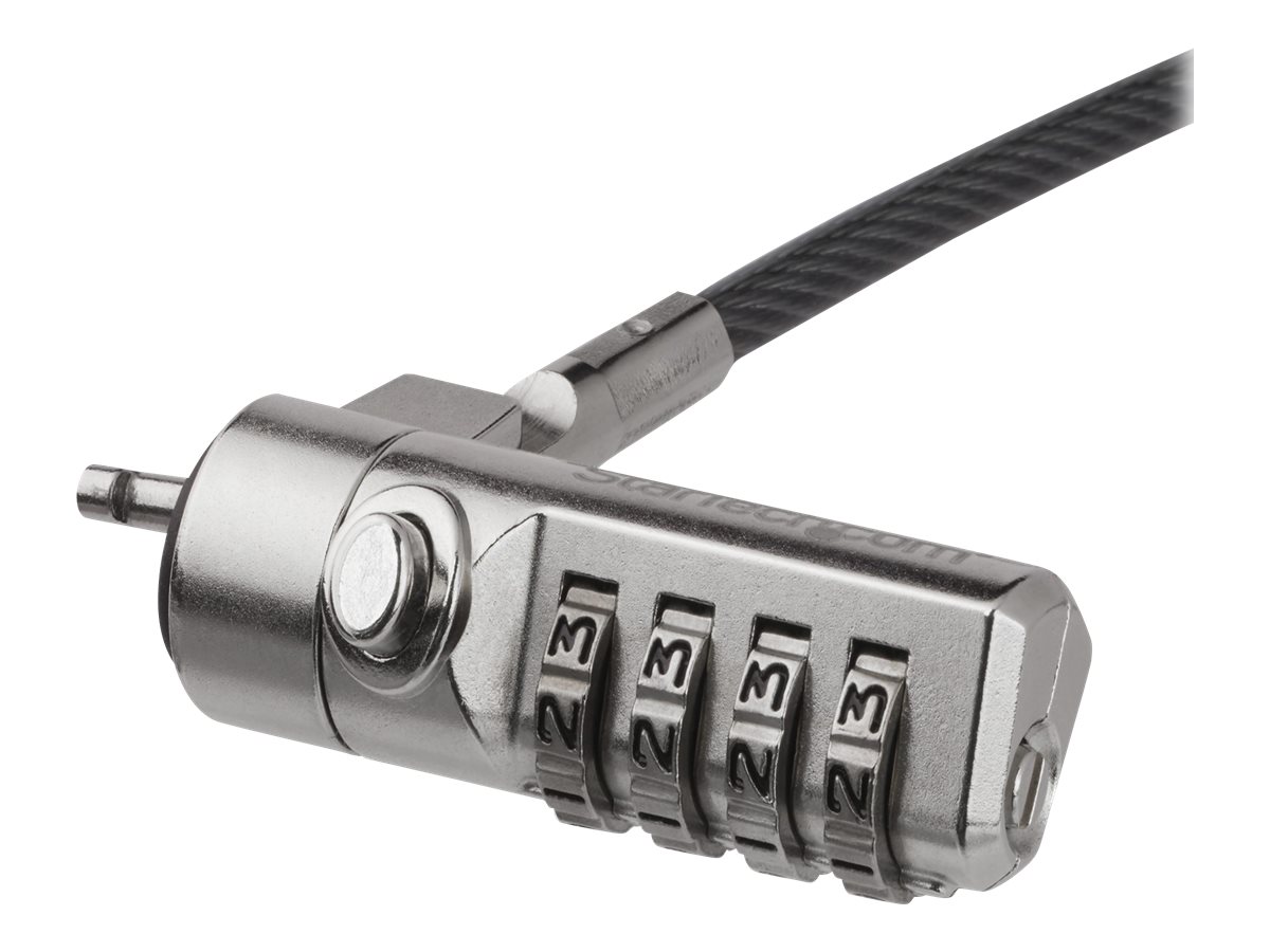 StarTech.com 6.5ft (2m) Laptop Cable Lock, 4 Digit Combination Laptop/Desktop Security Cable Lock for K-Slot Devices/Computers/Monitors, Portable Anti-Theft Vinyl Coated Steel Cable Lock - K Slot Laptop Lock (LTLOCK4D) Sikkerhedskabelslås