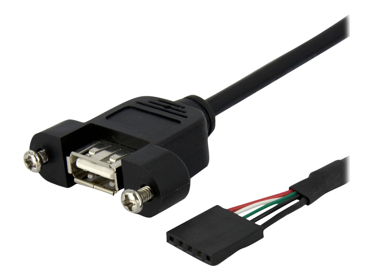 StarTech.com 1 ft Panel Mount USB Cable - USB A to Motherboard Header Cable Adapter F/F - USB 2.0 internal Cable (USBPNLAFHD1) USB intern til ekstern kabel 30cm Sort