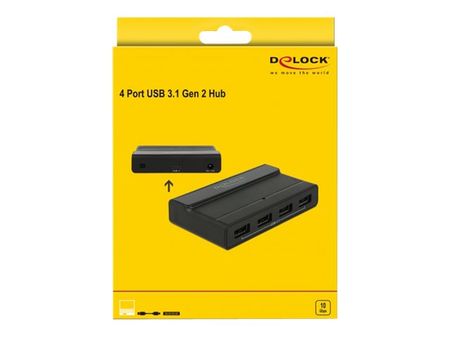 Delock External USB 3.1 Hub 4 Port with 10 Gbps Sort