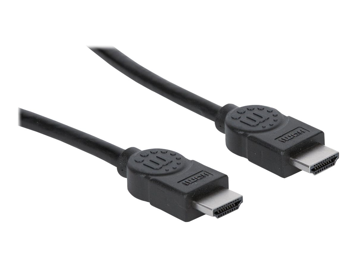 Manhattan HDMI Cable, 4K@30Hz (High Speed), 3m, Male to Male, Black, Ultra HD 4k x 2k, Fully Shielded, Gold Plated Contacts, Lifetime Warranty, Polybag HDMI-kabel 3m Sort